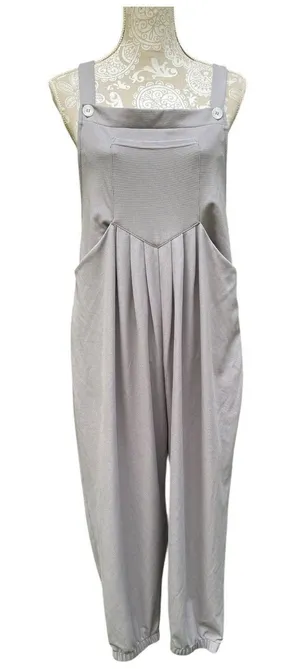 Halara Waffle Knit Pleated Overalls Jumpsuit Mink Brown Adjustable Size L thumbnail 1
