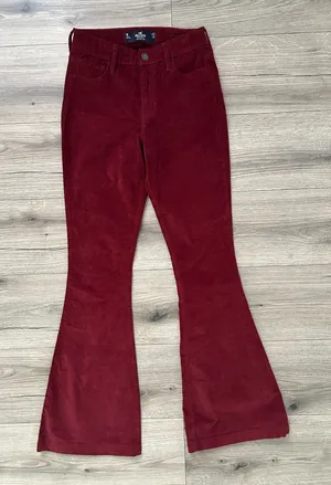 Hollister High-Rise Corduroy Pants Flare Deep Burgundy thumbnail 1