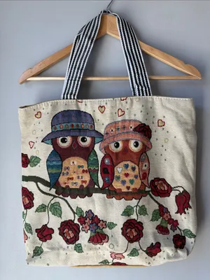 Owl Tote Bag Blue thumbnail 1