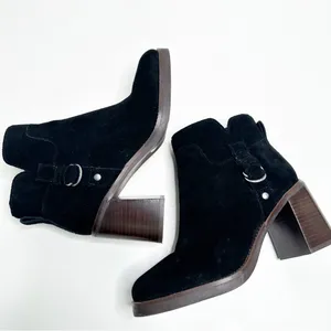 Lucky Brand Sifon Black Suede Block Heel Ankle Boot Size 8 thumbnail 3