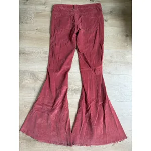 Free People Just Float On Corduroy Flare Jean fray hem wide leg Russet Acorn 26 thumbnail 3