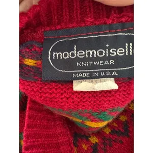 VTG Sweater Vest Women Small Red Fair Isle Button USA Grannycore Preppy Retro thumbnail 6