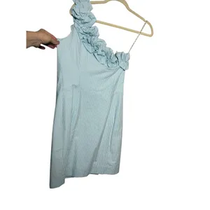 NWT Lilly Pulitzer Vivienne Shorely Blue Seersucker One-Shoulder Dress Sz 4 thumbnail 5