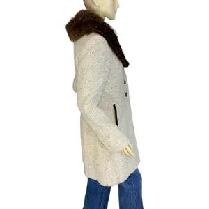 Vintage Circa 1980'S J. Marco Beige & Brown Wool & Fox Fur Collar Coat (S) thumbnail 4