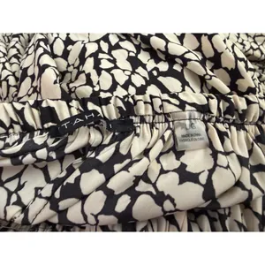 Tahari Womens Black Cream Abstract‎ Floral Elastic Waist Midi A-Line Skirt Large thumbnail 4