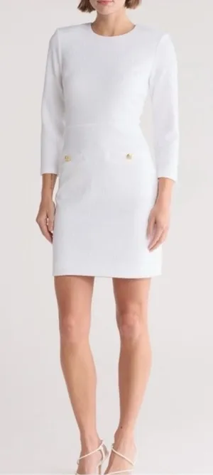 NWOT Veronica Beard $548 Channing Jacquard Sheath Dress White Sz 14 thumbnail 1