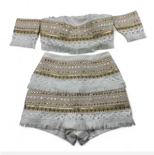 Anthropologie Embellished Gold and Cream Matching Set thumbnail 2