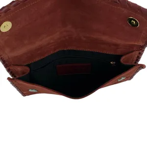 La Maroquinerie Sézane Brown Suede Leather Snap Pouch Purse Clutch Wristlet OS thumbnail 4