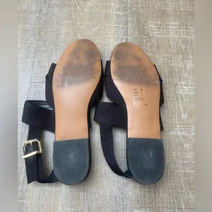 & Other Stories Black Twill Slingback Buckled Sandals Women’s 8 Wide Strap Flats thumbnail 12