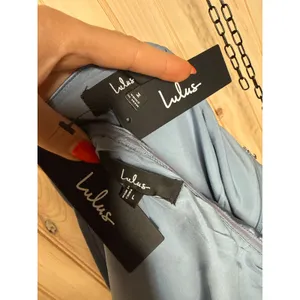 NWT Lulus Demure Sweetie Slate Blue Satin Strapless Two-Piece Midi Dress Sz M/L thumbnail 7