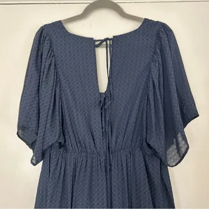Storia Blue Tie Back Short Sleeve Flowy Cocktail Dress M thumbnail 6