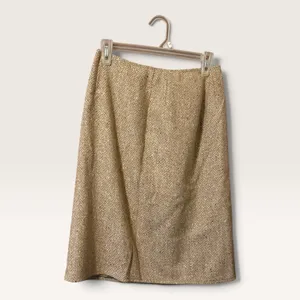 Vintage Brown Wool Herringbone Midi Skirt A-Line Dark Academia Preppy 27 Waist thumbnail 2