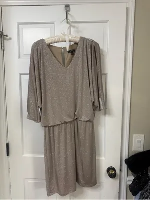 MSK Taupe Shimmer V-Neck Dolman Midi Dress thumbnail 4