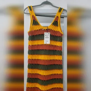 New Zara Striped Knitted Dress. Multicolor. Medium thumbnail 7