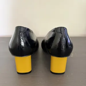 Ethem Pumps Block Heel 38 Black Patent Leather Made in Spain Mod Square Toe thumbnail 8