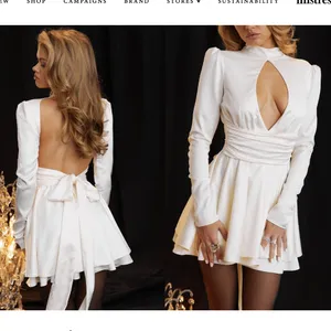 House of CB‎ Aryana Ivory Satin Bow Open Back Mini Dress Small NWOT thumbnail 3