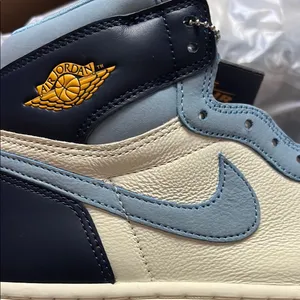 Nike Air High-Top Sneakers in Blue and Cream thumbnail 4