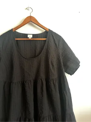 A New Day Women's Black Short Sleeve Tiered Casual Babydoll Dress thumbnail 4