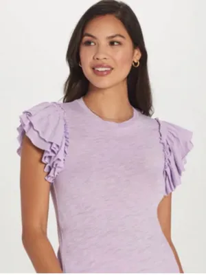 Goldie Lewinter Lilac Ruffle Sleeve Top Sz M thumbnail 1