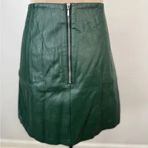 Harper Heritage Elegant Green Leather Mini Skirt thumbnail 4