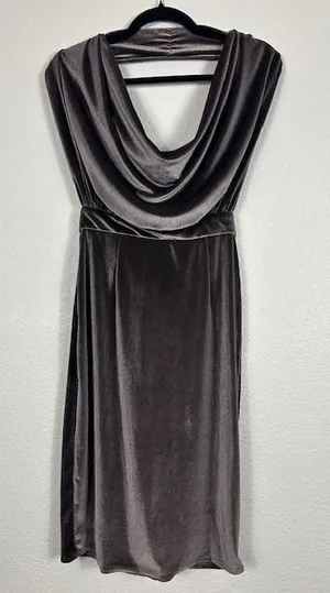 Womens Velvet‎ Cowl Neck Velvet Sleeveless Dress L Open Back Holiday New Year's thumbnail 1