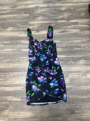 Lulu's Black Mini Dress with Purple, Blue & Green Floral Print thumbnail 7