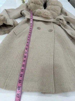 EMPRADA Women's Cream Faux Fur Collar Long Coat thumbnail 12