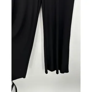 Perseption Black Wide Leg Boho Pants Sz M High Waisted Festival Slinky‎ Stretch thumbnail 4