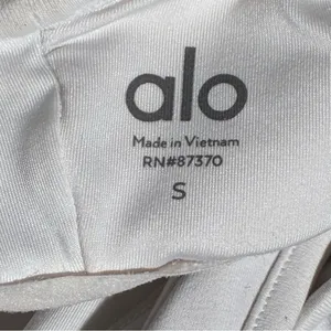 ALO Yoga White Ruched V-Neck Sports Bra thumbnail 7