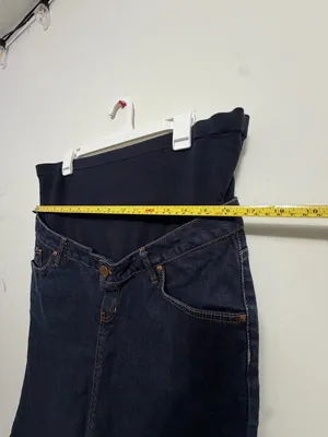 Zara Skirt Maternity Size Large Dark Wash Denim Stretch Panel(A543) thumbnail 4