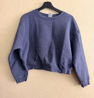 all in motion blue Textured Crewneck cropped Sweatshirt thumbnail 1
