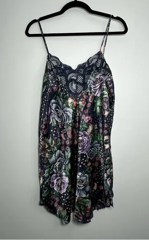 Victoria’s Secret Vintage Gold Label Navy Blue Floral Slip Dress Size Large thumbnail 2