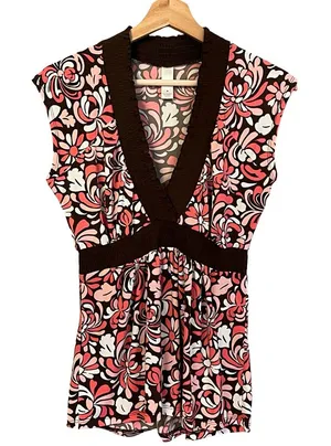 Merona Womens Y2K Babydoll Floral Top Size M Empire Waist Boho Festival Retro thumbnail 1