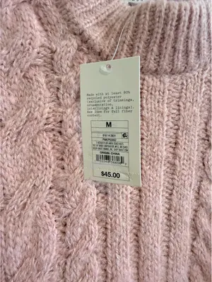 A New Day Pink Cable Knit Mock Neck Sweater Medium NWT Wool Blend thumbnail 5
