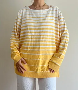 Isaac Mizrahi Yellow White Striped Sweater 2x thumbnail 4