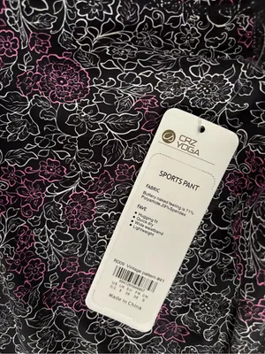 CRZ YOGA Women Black & Pink Floral-Outline High-Rise Leggings thumbnail 3