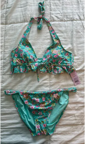 Wild Fable Teal Floral Bikini  thumbnail 1