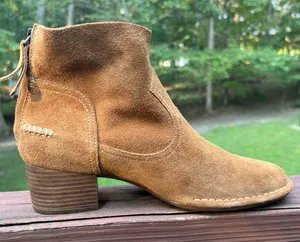 UGG Women's Bandara Suede Ankle Brown Zip Block Heel Boots/Bootie/Shoes|Size:9.5 thumbnail 5