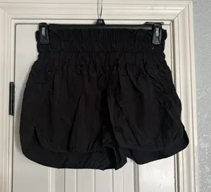 FP Movement The Way Home Shorts Womens‎ L Black Smocked High Rise Athletic thumbnail 1