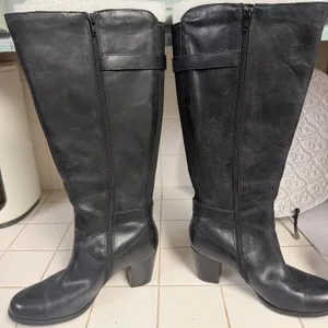 Born Black Tall Leather Riding Boots Size 8.5 Womens Side Zipper thumbnail 4