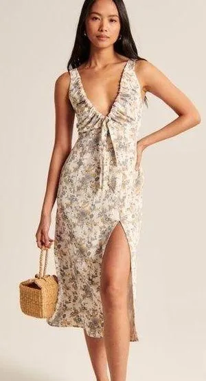 Abercrombie Cinched Neck Slip Midi Dress thumbnail 1