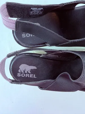 Sorel‎ Slingback Platform Wedges Black with Olive Trim Size 9.5 thumbnail 6