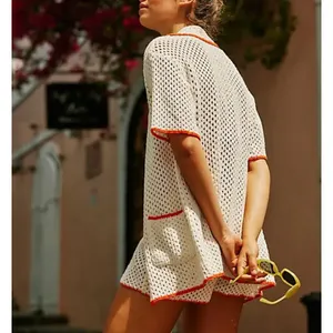 Free People Cabana Fauxchet Cardigan Top XS Ivory Boho Crochet Beach Coverup thumbnail 3