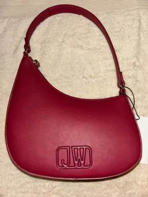 Jason Wu Small Burgundy Crescent Shoulder Bag Zip Logo Matte Gold Hardware thumbnail 1