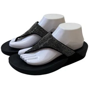 Fitflop‎ Black Silver Beaded Platform Sandal Capsule Breathable Comfort 9 thumbnail 2