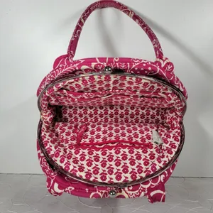 VTG Vera Bradley Eloise Bag Large Barbie Hot Pink Kiss Lock Dome Shoulder Purse thumbnail 15
