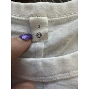 Lululemon Shirt Women 2‎ Soft White Lightweight Running Casual Logo Ladies DD6-2 thumbnail 4