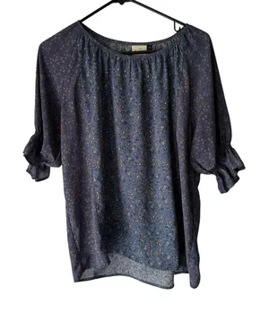Love Olive CO Size Medium Blue Floral Peasant Ruffle Sleeve‎ thumbnail 1