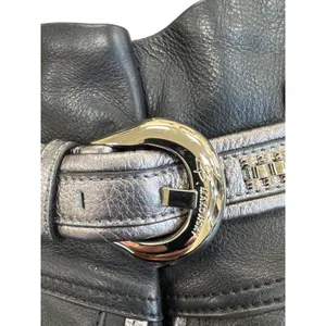 B. Makowsky Womens Black & Silver Leather Hobo Handbag Purse SKU 7813 thumbnail 2