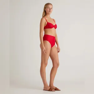 NWT Quince Italian High Rise Cherry Red Bikini Bottom Swimwear Sz L 🍒 sold out thumbnail 6